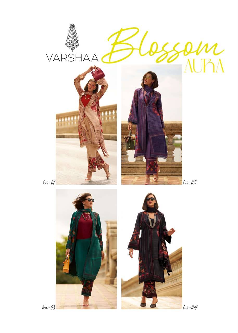 Blossom aura by Varsha 01 to 04 series Indian Traditional Wear Collection Viscose Pashmina dresses At Wholesale Price